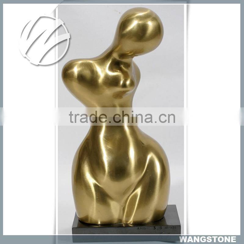 Modern polished nude bronze golden sculpture