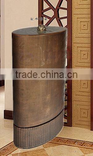 small ball shape fiber glass water fountain with rattan base