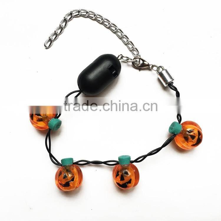 Halloween cheap pumpkin beads lighting led bracelet
