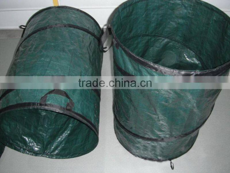 Wholesale 90L capacity pop up garden waste bag Reusable leaf bag with PP handle