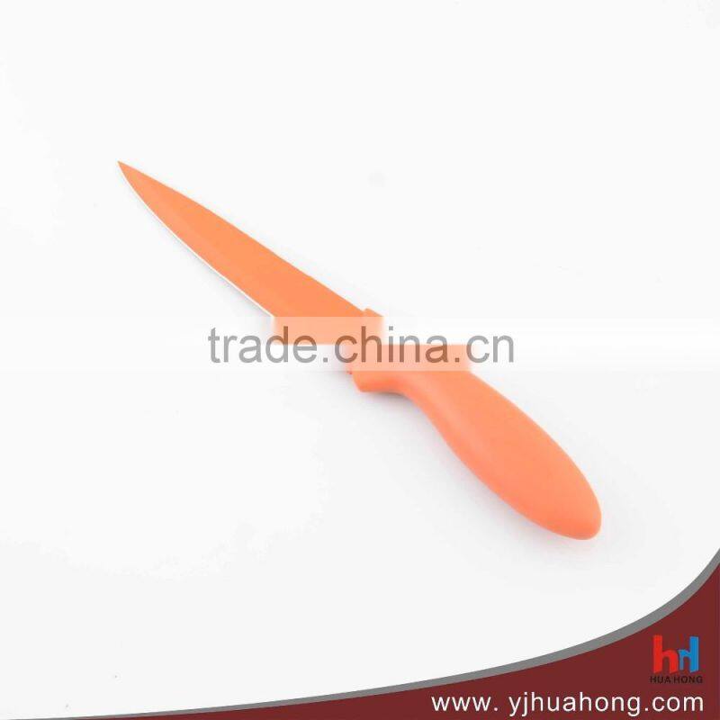 Non-stick color coating flower painting stainless steel kitchen knife,chef knife,santoku knife with serrated blade (HF-42)