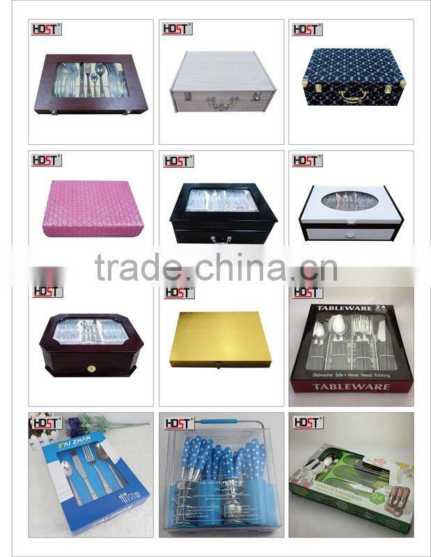 Price Benefits wholesale 18/8 stainless 72pcs wooden boxes cutlery