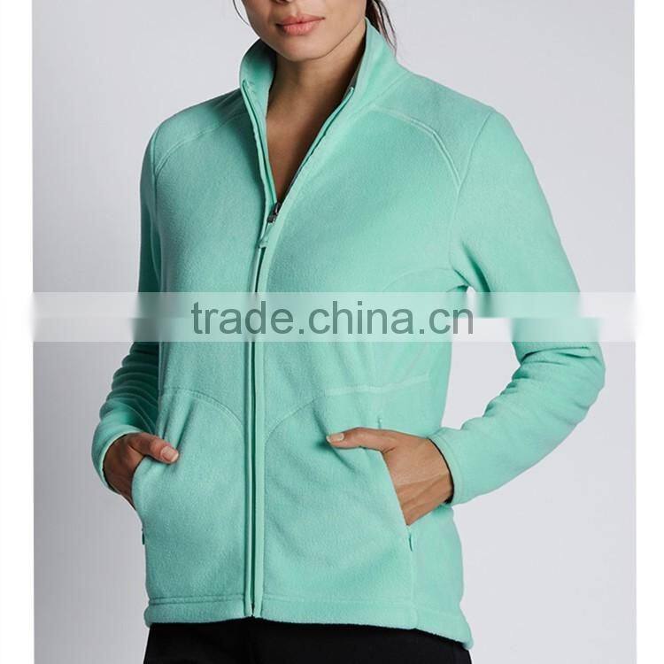 Plain color polar fleece fabric warm women jacket