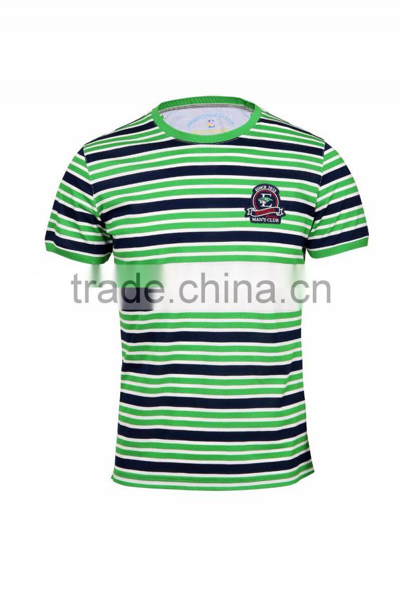 wholesale mens flat knit striped brand cotton t shirt