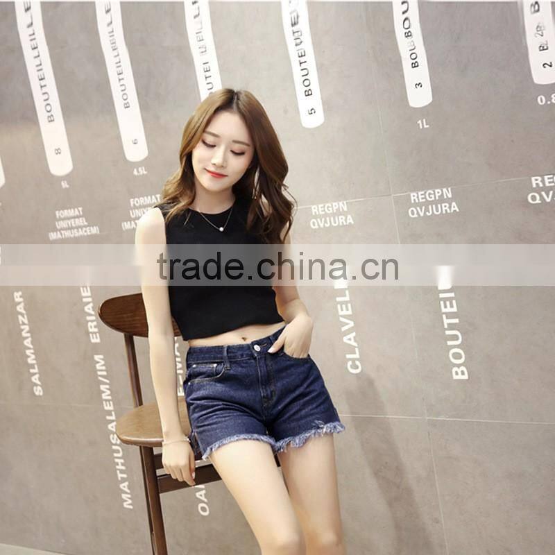 Wholesale summer europe style women fashion jeans short pants high waist denim shorts