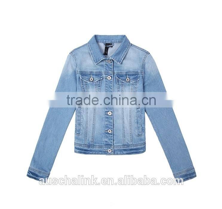 2016 latest korean style long sleeve designer jean jacket designs customized