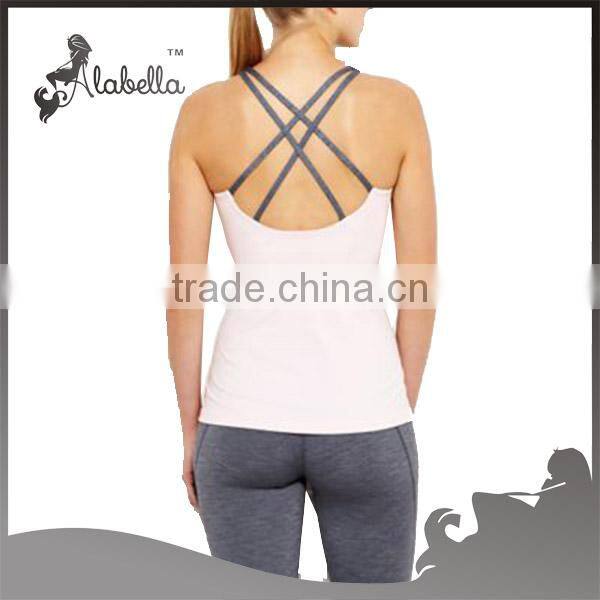 Powerfully poised bra tank strappy open back with extra support with bulit-in bra