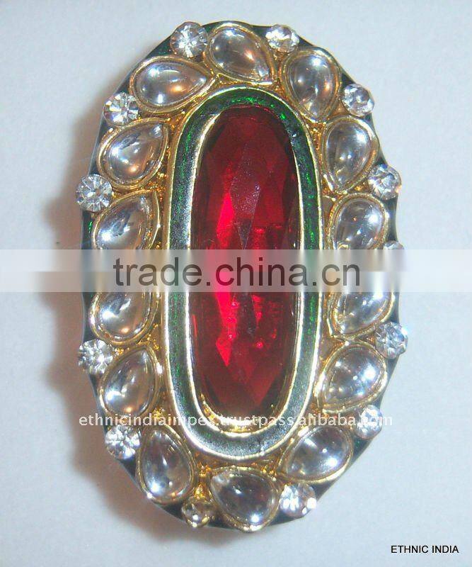 RED WHITE Gold TONE KUNDAN CZ COCKTAIL FASHION FINGER Ring R049A