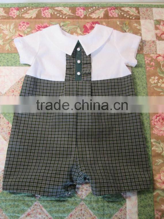 Wholesale Price Kids Boutique Romper Gingham Cotton Baby Pom Pom Romper