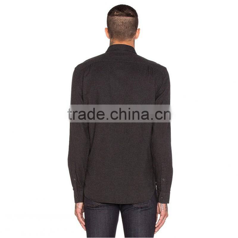 2015 European style trendy high collar plain black mens italian shirts