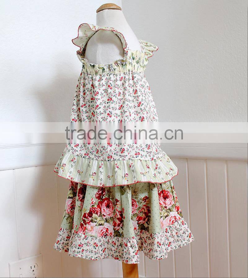 Boho Style Children Boutique Clothing Rose Skirt & Flutter Sleeve Top Sets Girls Outfit Cotton Summer Kids Clothes