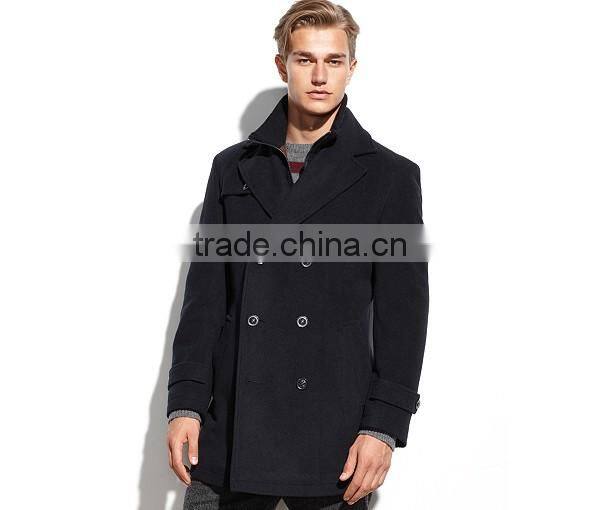 Custom Design Elegant Double Breasted Wool Trench Coat