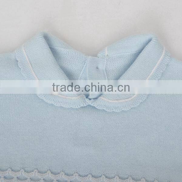 Fashion turn-down collar cotton baby romper trim contrast color one piece sweater