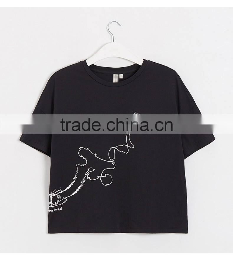 Fashion Slogan Print Logo Short Sleeve Crop Ladies Cropped T-Shirt Top women clothing 2017