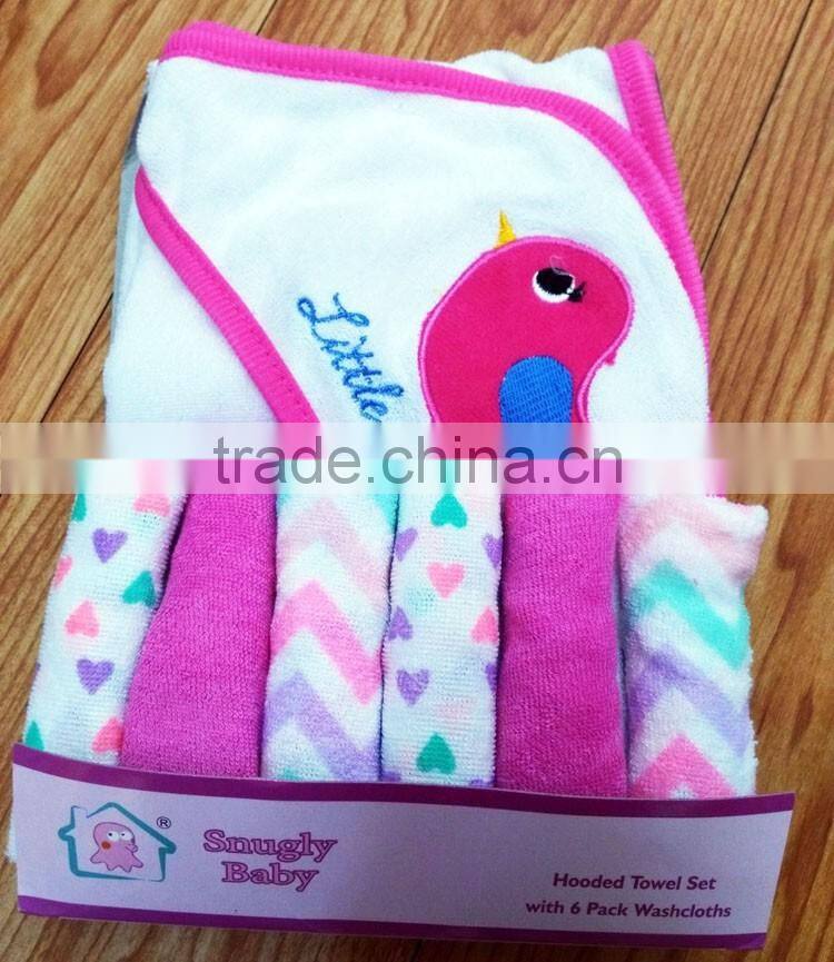 Absorbent terry hooded baby bath pack