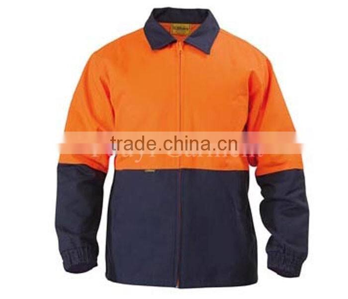 2 TONE HI VIS COTTON QUILTED DRILL WORKWEAR JACKET