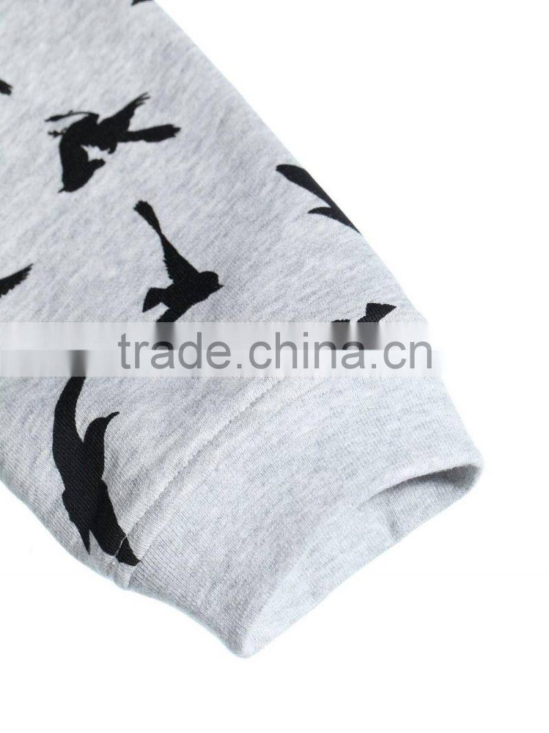 100 cotton full printing jersey crewneck women's hoodies & sweatshirts