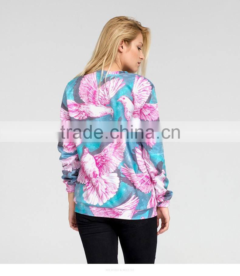 Custom unisex 3D pink dove sublimation popular casual sweatshirt