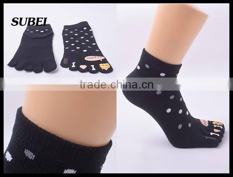 Female five fingers sock,cartoon cute and polka-dot toe sock