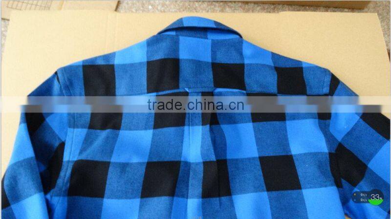 100% cotton royal blue big plaid flannel shirt