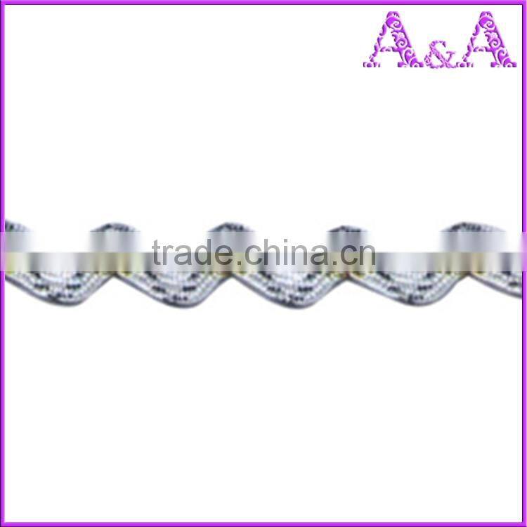 Low price 100% polyester yellow Ric Rac ribbon/Zig Zag ribbon