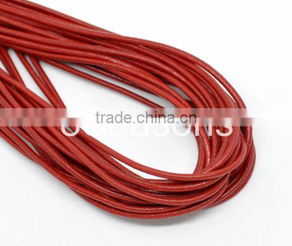 Custom Design Red Round Real Leather Jewelry Cord 2mm thick 10m length