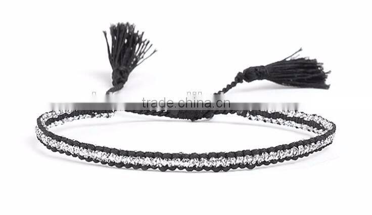 Woven Braided Seed Small Bead Single Wrap Friendship Bracelet with Tiny Tassel Fashion Handmade Beaded Bracelet Jewelry