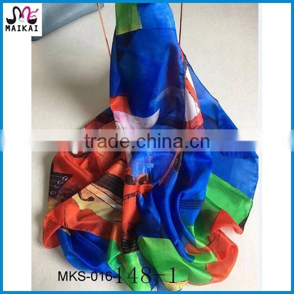 European hot selling printing silk summer fashion beach scarf