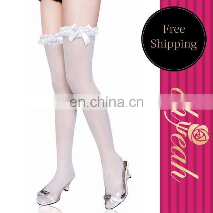 2014White wholesale hot sale fancy lady white foot stockings