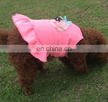 Cotton Dog Dress Strawberry Print Teddy Costume Summer Adorable Pet Clothes Cat Lady Skirt with Shoulder-straps