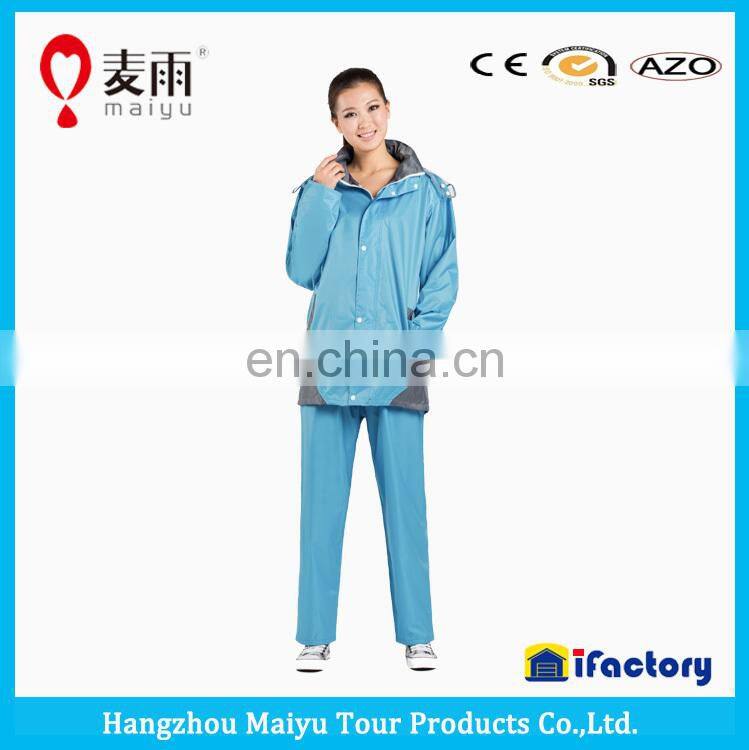 Maiyu waterproof blue pu rain jacket