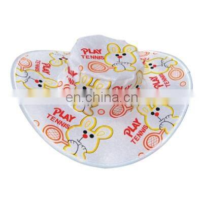 Cheap hot sale fashionable folding 190T polyester fabric ladies summer hat with pouch and printing logo for advertising