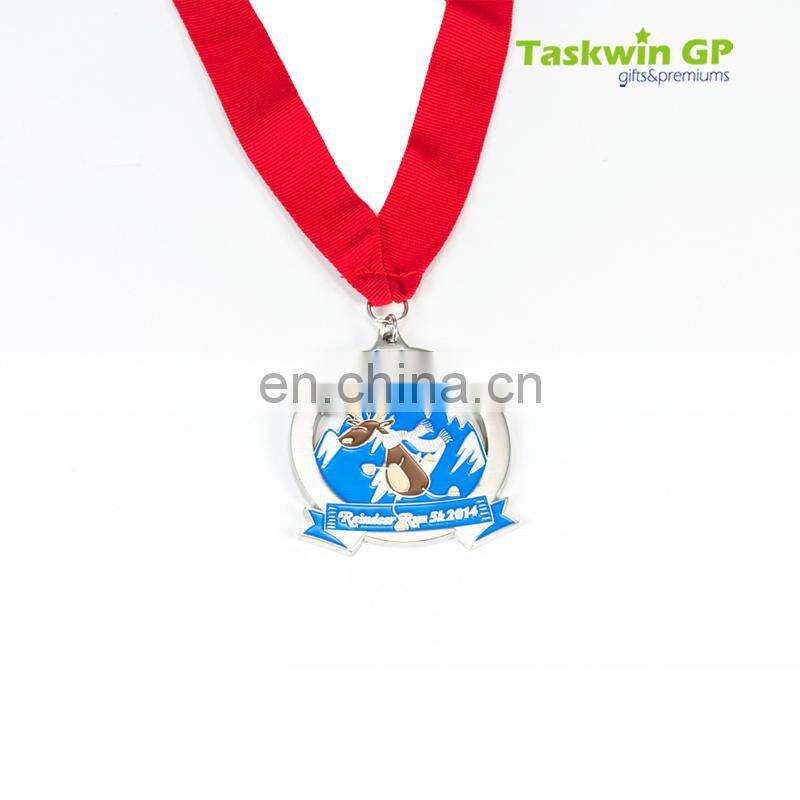 Plating nickel egg-shape enamel award baseball sport metal medals and trophies , Custom race medal with lanyards