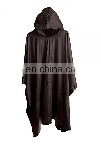 Overall printing Transparent Emergency PVC Reusable Rain Hooded Poncho