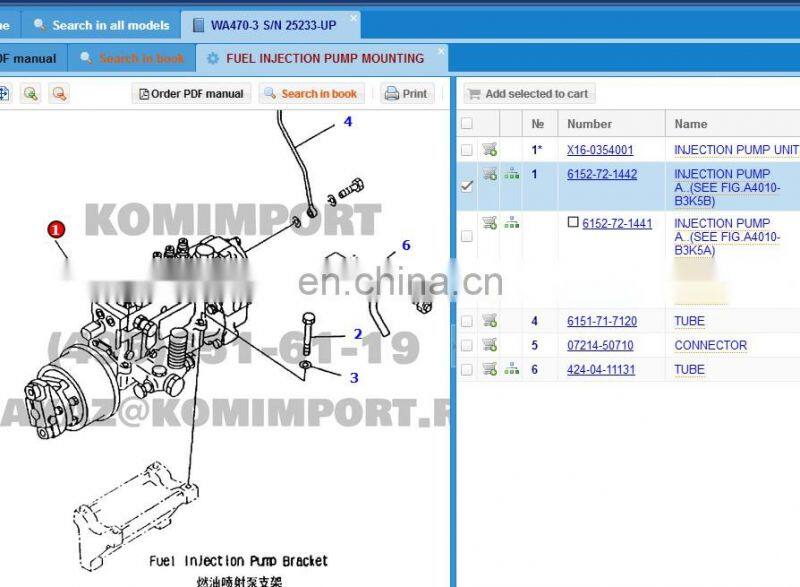 6152-72-1442 Injection Pump WA470-3 WA450-3 Fuel Pump Diesel Engine 6D125-2 Pump Price