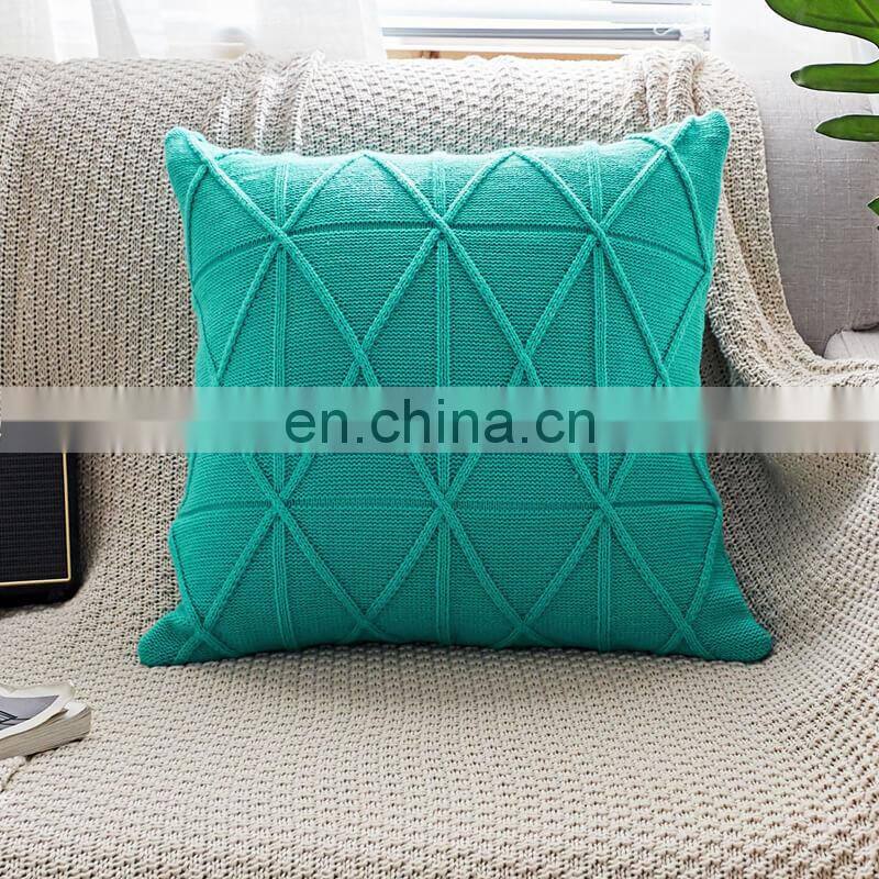 i@home Solid color nordic geometric knitted sofa pillow cushion cover