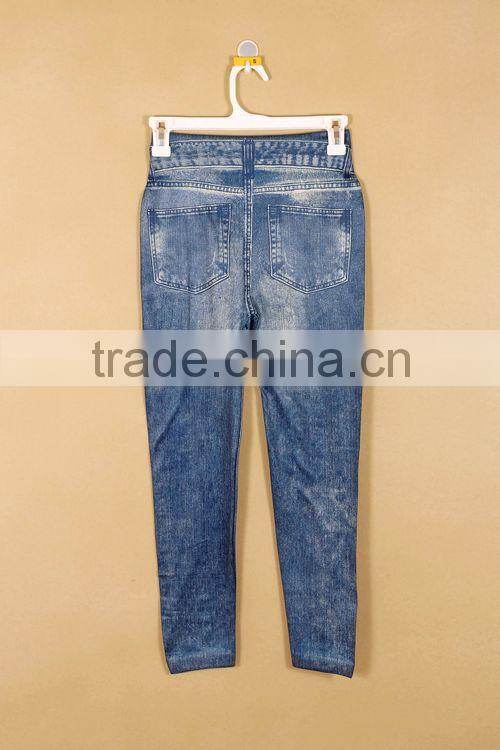 OEM Good Quality Breathable Women Fake Jeans Legging Pants for Women