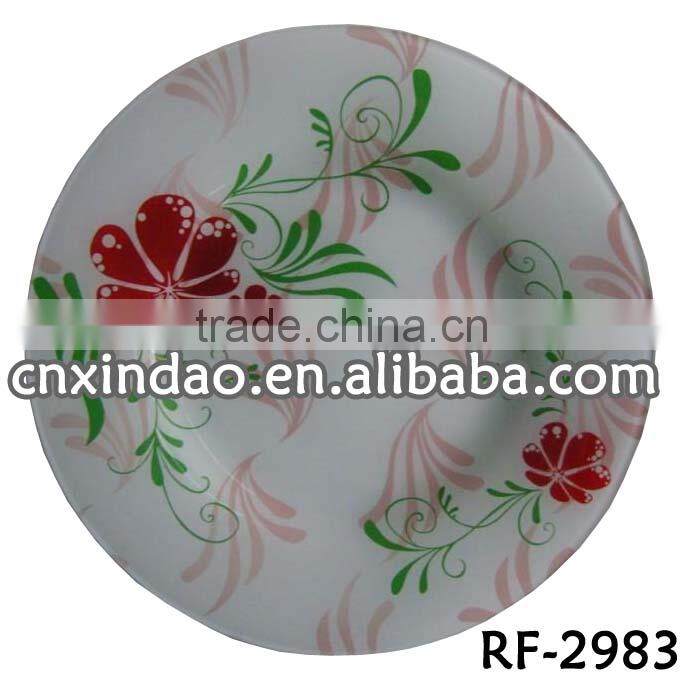 Hot Sale Glass Plate with Flower Printing for Microwave Glass Plate for Promotion