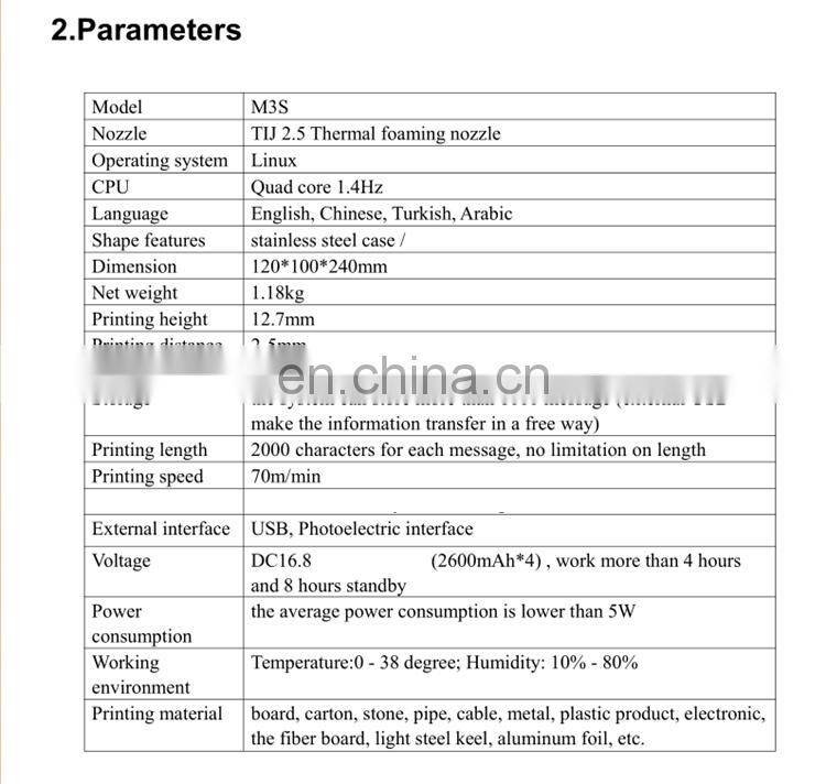 M3S English Version + Original Quick Drying Ink Cartridge Optional Ink Color Handheld Inkjet Printer