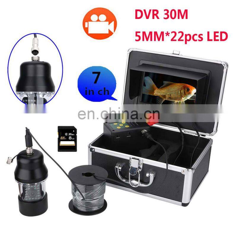 7'' 30M 1000TVL Underwater Fish Finder with 22pcs LED DVR Fishing Video Camera Kit