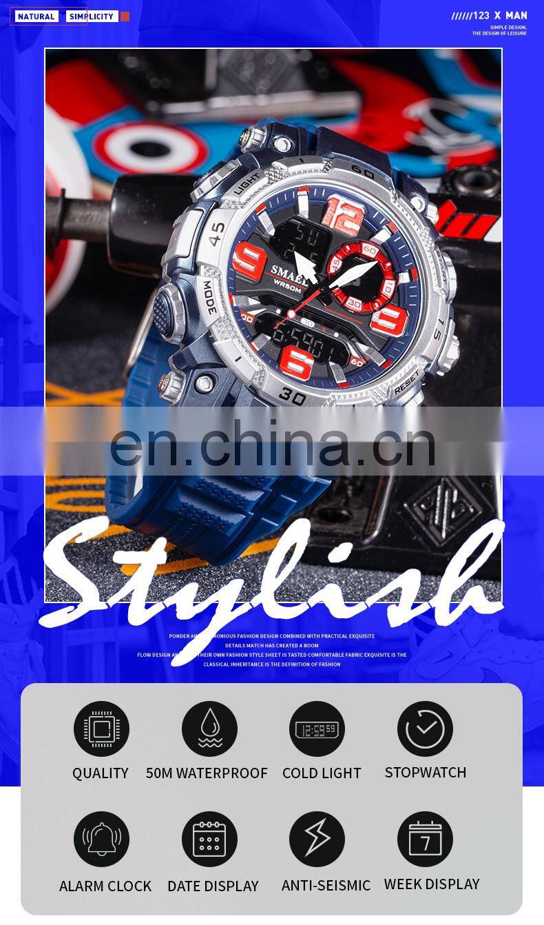 SMAEL1921 Quartz Watch Men Watch Waterproof Stopwatch LED Watches Male Clock Sport Men Digital Wristwatch