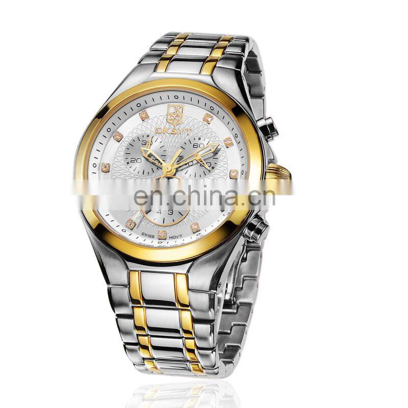 2019 luxury all stainless steel 3 eyes watch for couple watch