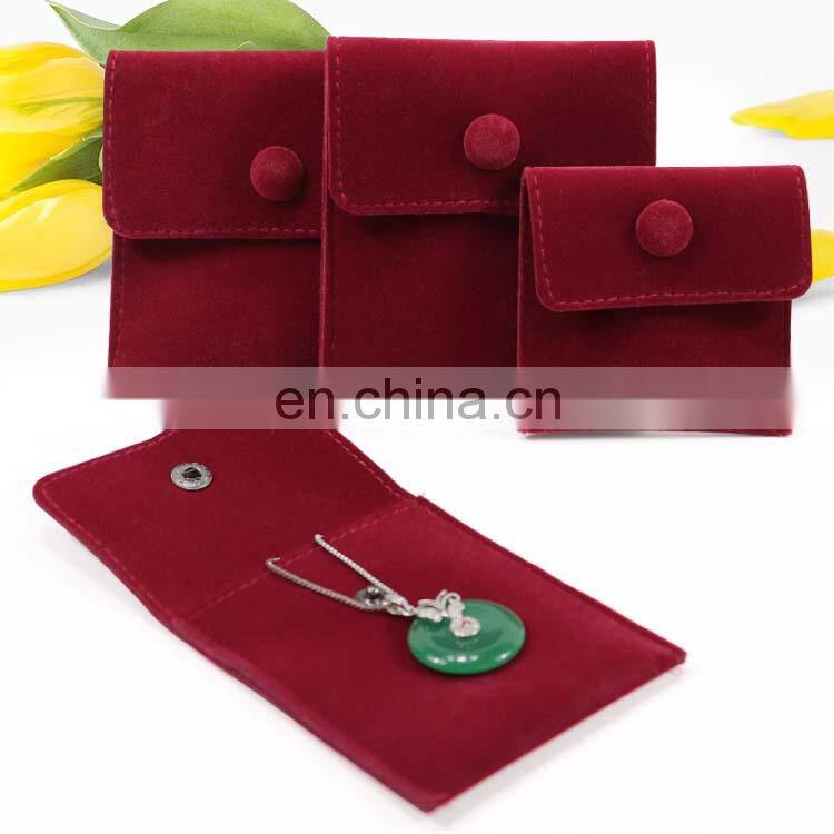 High Quality Velvet Jewelry Packaging Bags Pouch With Snap Button For Necklaces Bracelet Rings