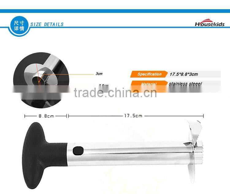 Stainless Steel Cutting Blade Pineapple Easy Peeler Slicer and De-Corer - 3 in 1 Tool (Black)