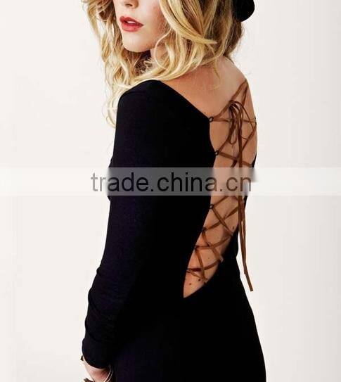 2015 Customized Plus Size long sleeve maxi dress