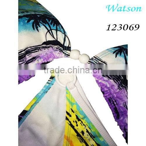 Nylon Spandex Swimwear Fabric Ladies triangle swimwear bikini Swimsuit