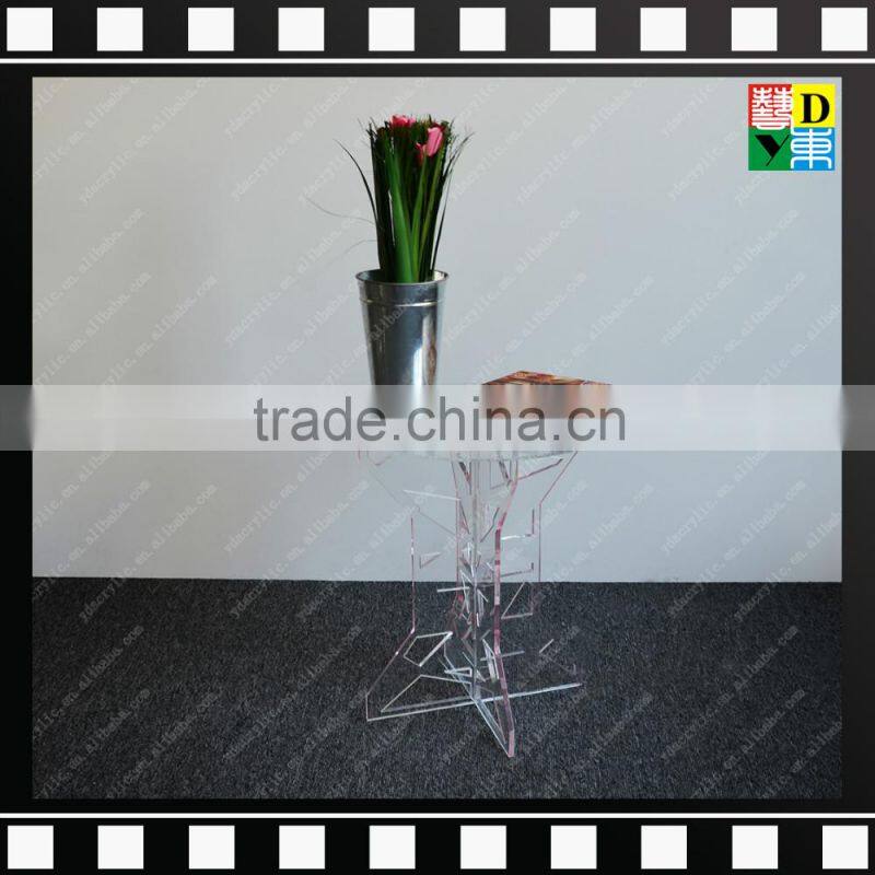 2016 Elegant Round Clear printing acrylic folding coffee table for Home Hotel Restaurant