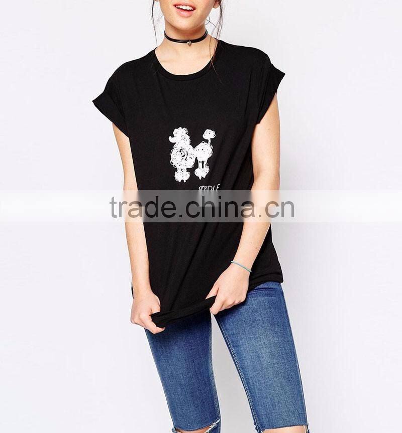 Doodle poodle tshirt o-neck girl dress design lady apparel wholesale