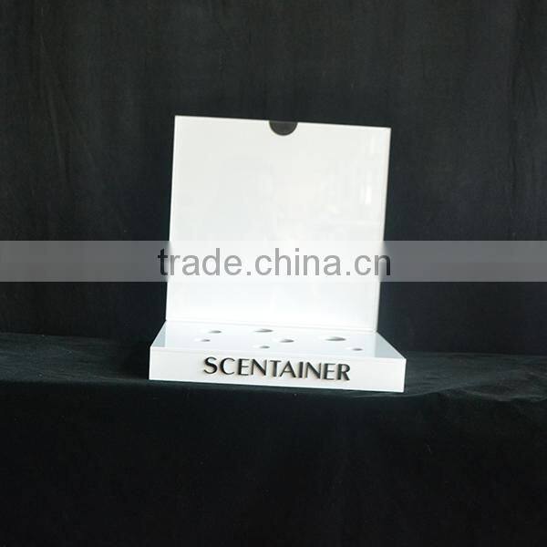 white color acrylic cosmetic displays, make up display stand with light