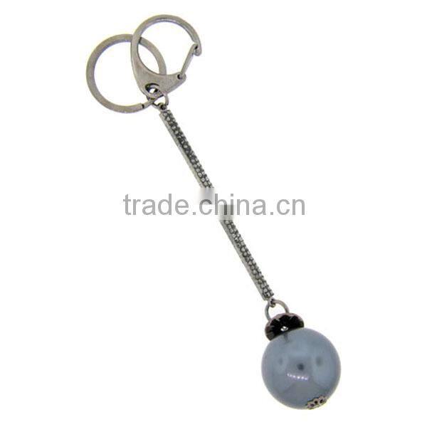 Tiger face gold clear crystal accented keychian